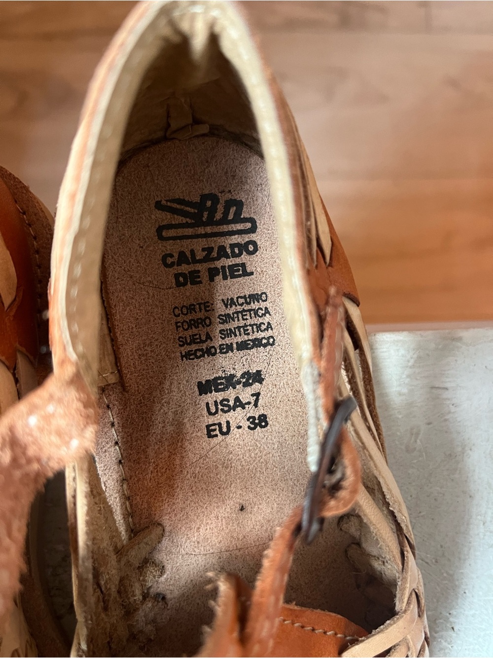 Calzado de Piel Huarache Style Woven Leather Sandals - Tan & Cognac - Picture 2 of 7